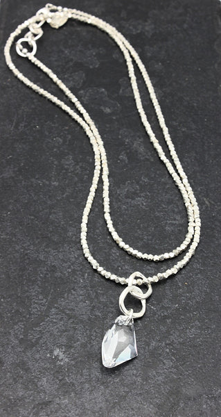 Faceted Fine Silver Nugget Necklace
