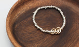 Freeform Fine Silver Nugget Bracelet with  3 Bronze Links