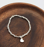 Freeform Fine Silver Nugget Bracelet & Tiny Bronze Heart