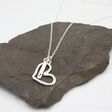 Personalized Gold Filled Bar & Fine Silver Heart Necklace