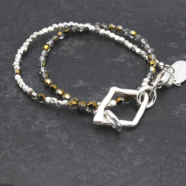 Ombre Grey Gold Petite Hoops