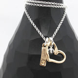 Bronze Heart & Initial Bar Necklace