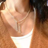 1 Short Gold Bar - 3mm Gold Vertical Pendant Necklace