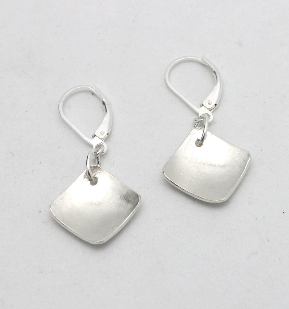 Silver Diamond Concave Earrings