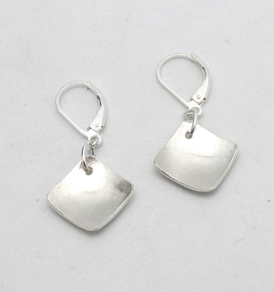 Silver Diamond Concave Earrings