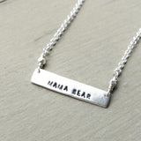 Rectangle Personalized Bar Necklace - Fine Silver