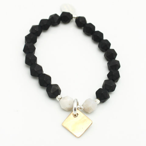 Contour Collection:  Matte Black Onyx Starcut Stretch Bracelet