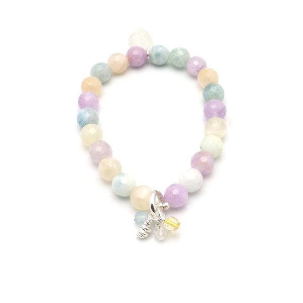 Multi-Coloured Gemstone Necklace with Silver Rainbow Charm