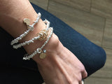 Freeform Fine Silver Nugget Bracelet with  3 Bronze Links