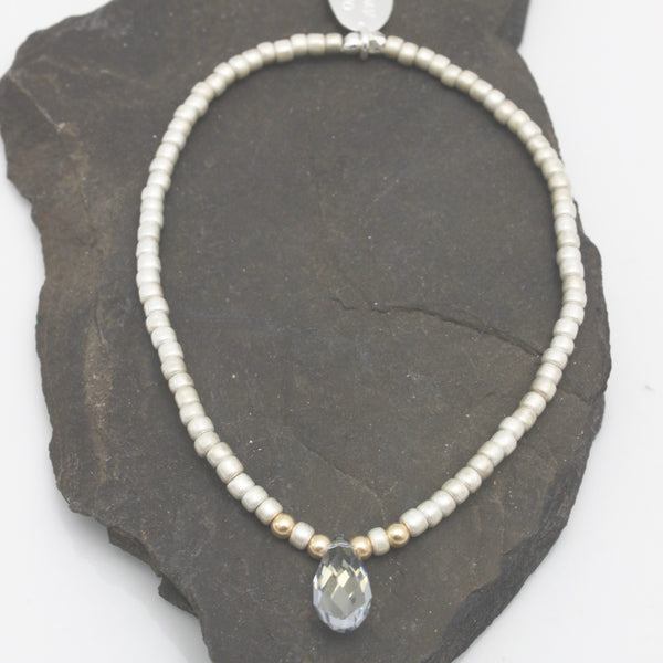 ARCTIC BLOSSOMS:  Ochre & Clear Blue Briolette Bracelet