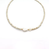 Ochre Japanese Beaded Necklace & Keishi Pearls