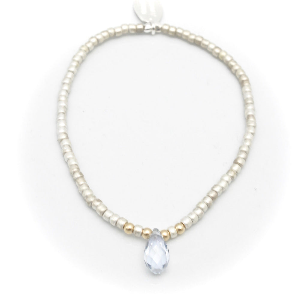 ARCTIC BLOSSOMS:  Ochre & Clear Blue Briolette Bracelet