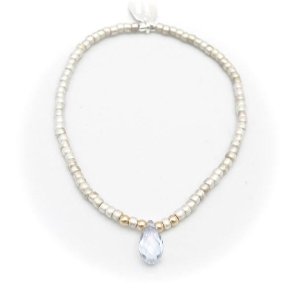 ARCTIC BLOSSOMS:  Ochre & Clear Blue Briolette Bracelet