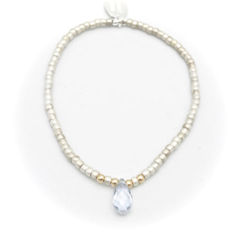 ARCTIC BLOSSOMS:  Ochre & Clear Blue Briolette Bracelet