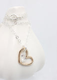 Matte Jasper Line Silk Stone Stretch Bracelet & Bronze Petite Heart