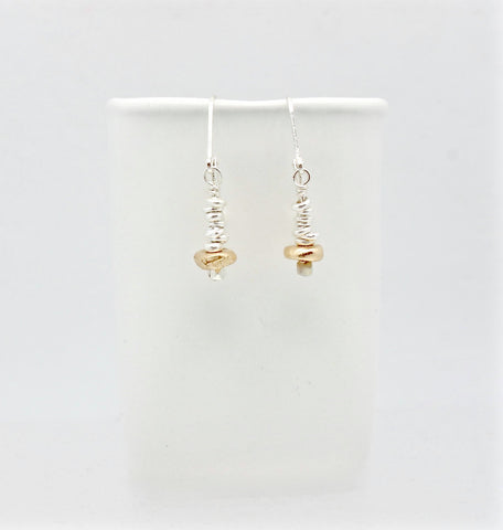 Bronze Pebble & Fine Silver Nugget Earrings