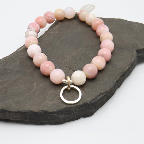 Ellipse Collection:  Pink Peruvian Opal Ellipse Stretch Bracelet
