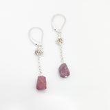 Raw Pink Sapphire Drop Earrings