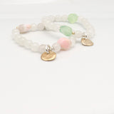 Peruvian Pink Opal & White Jade Stretch Bracelet