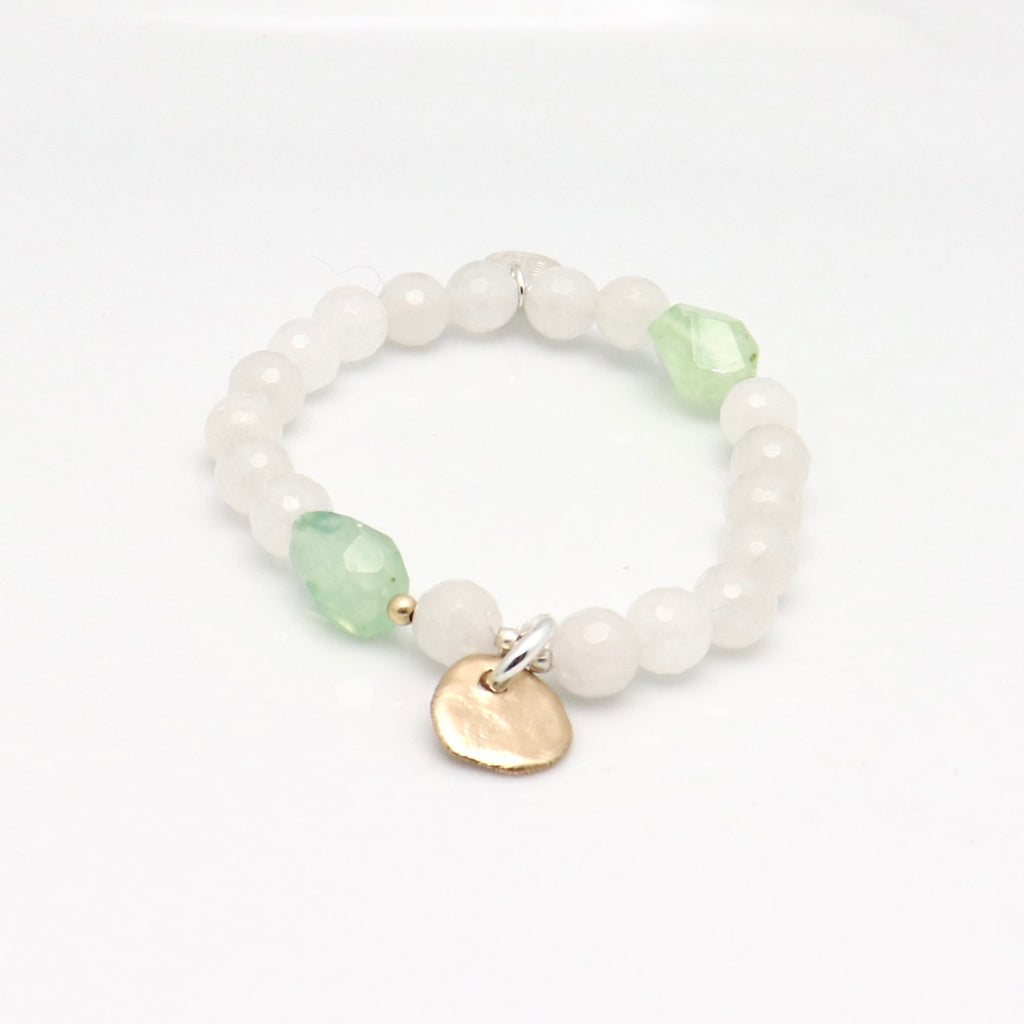 Prehnite & White Jade Stretch Bracelet