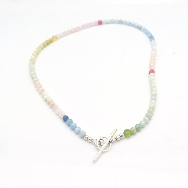 Multi Coloured Morganite, Beryl & Aquamarine Beaded Necklace