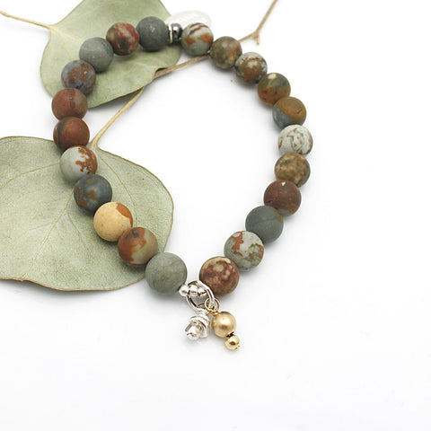 MOLTEN COLLECTION:  Rocky Butte Jasper Stone (8mm) Stretch Bracelet