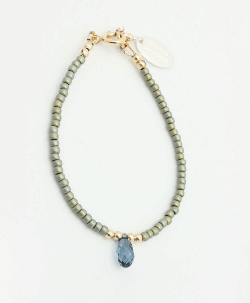 ARCTIC BLOSSOMS:  Sage & Denim Briolette Bracelet