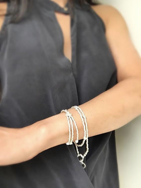 SILVER Collection: Silver Beaded Interlude Necklace or Wrap Bracelet