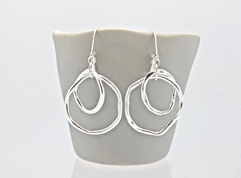 Fine Silver Large Entwined Cloud Link Earrings