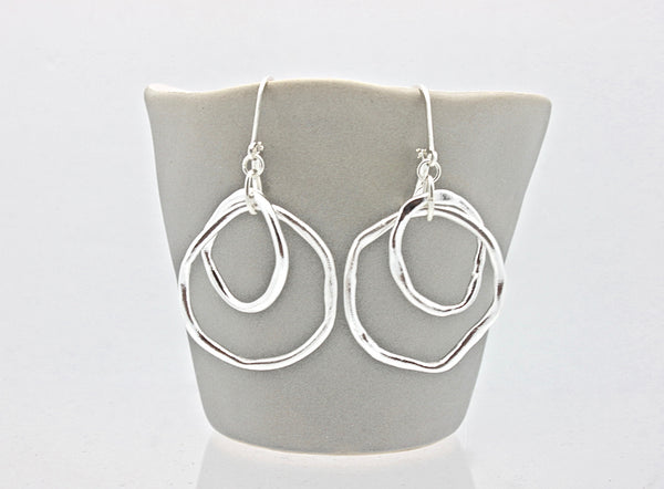 Fine Silver Large Entwined Cloud Link Earrings