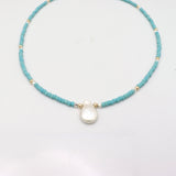 Jet Black Japanese Beaded Necklace and Keshi Pearls